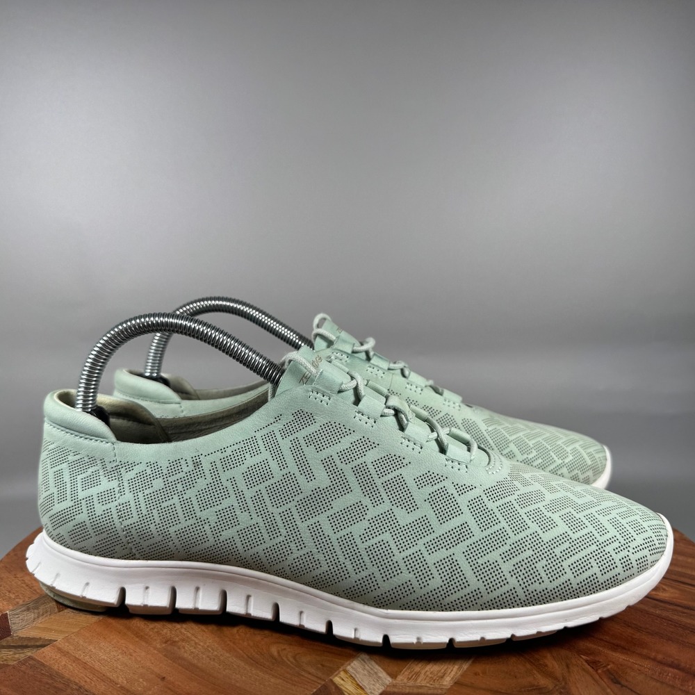 Cole Haan Zerogrand Wing Oxford Sage Green Perforated Leather W08640 Womens 10B